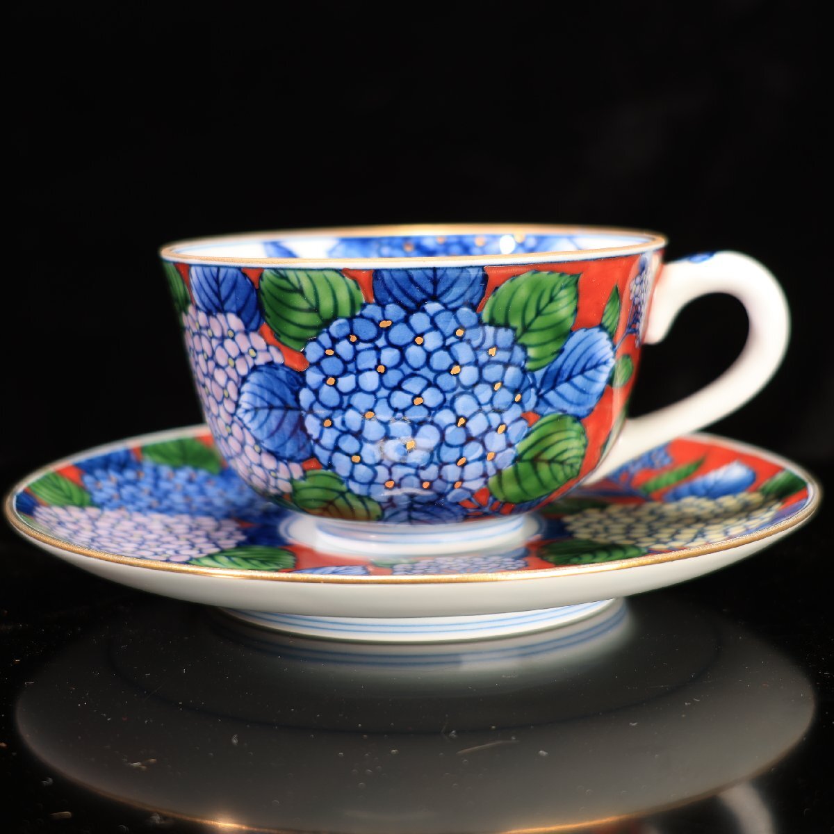 珍品堂】1円から C051 有田焼 村上玄輝 紫陽花ペア カップ 珍品堂】1円から C051 有田焼 村上玄輝 紫陽花ペア カップ