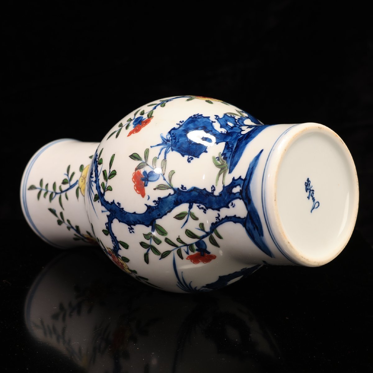 珍品堂】1円から D006 源右衛門窯 古伊万里風染錦鳳凰文 花瓶 壺 珍品堂】1円から D006 源右衛門窯 古伊万里風染錦鳳凰文 花瓶 壺