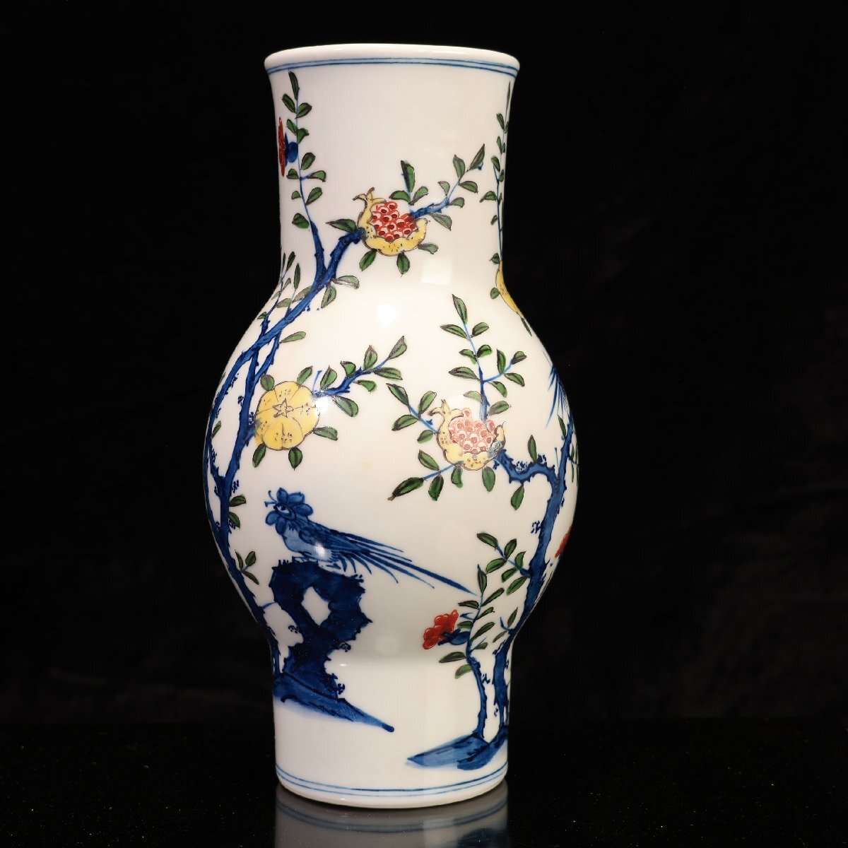 珍品堂】1円から D006 源右衛門窯 古伊万里風染錦鳳凰文 花瓶 壺 珍品堂】1円から D006 源右衛門窯 古伊万里風染錦鳳凰文 花瓶 壺
