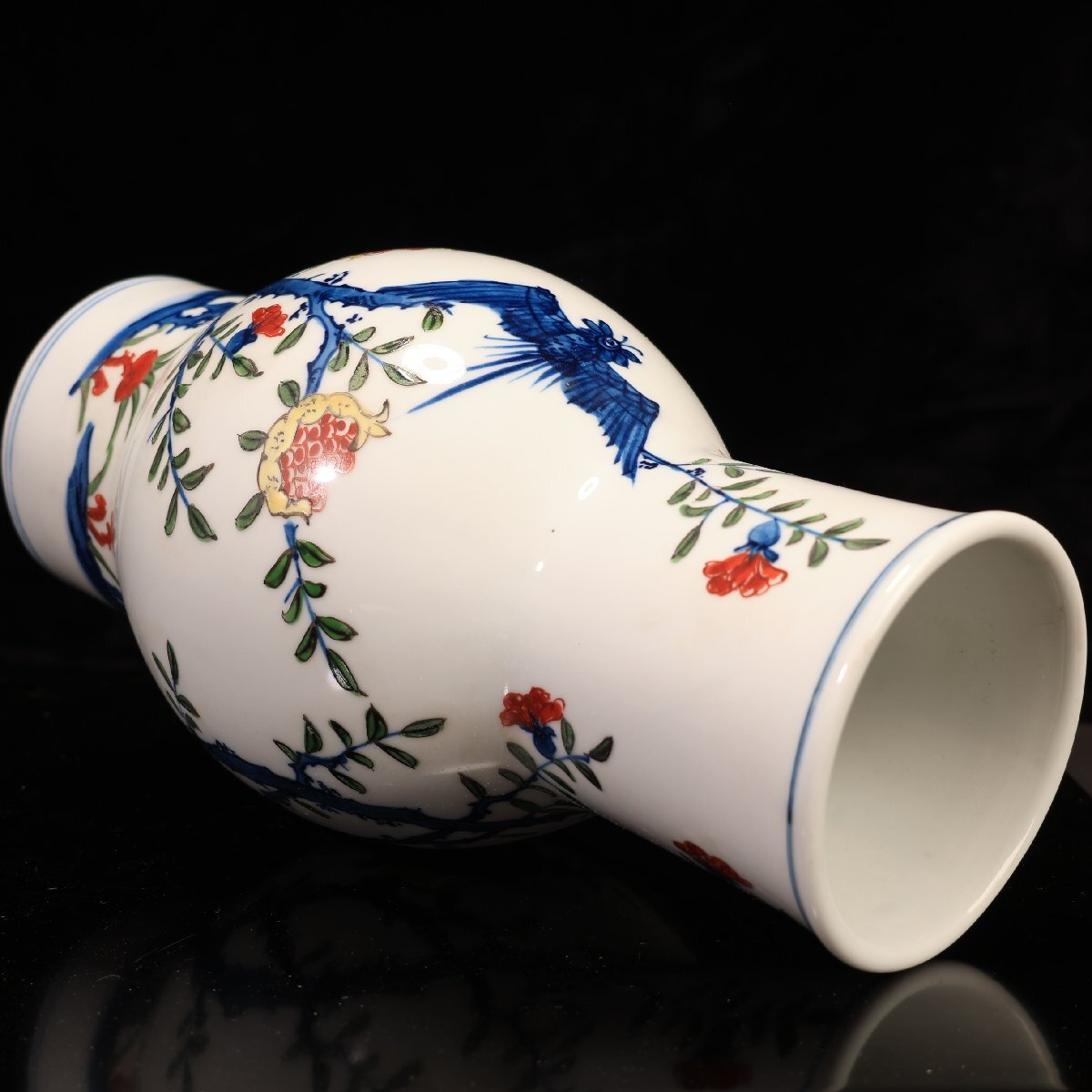 珍品堂】1円から D006 源右衛門窯 古伊万里風染錦鳳凰文 花瓶 壺 珍品堂】1円から D006 源右衛門窯 古伊万里風染錦鳳凰文 花瓶 壺