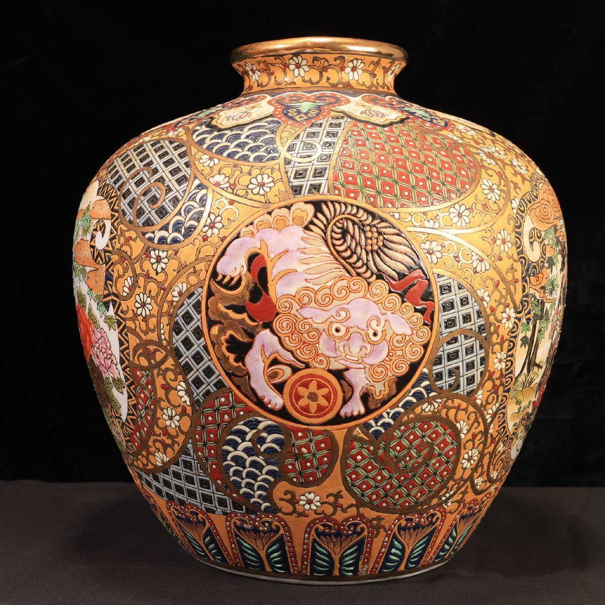 珍品堂】1円から D022 薩摩焼 金彩花鳥人物絵 花瓶 壺 時代物 古 珍品堂】1円から D022 薩摩焼 金彩花鳥人物絵 花瓶 壺 時代物 古