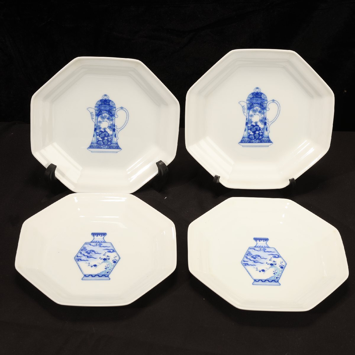 珍品堂】1円から E025 深川製磁 角皿 ブルーチャイナ 八角銘々皿 珍品堂】1円から E025 深川製磁 角皿 ブルーチャイナ 八角銘々皿