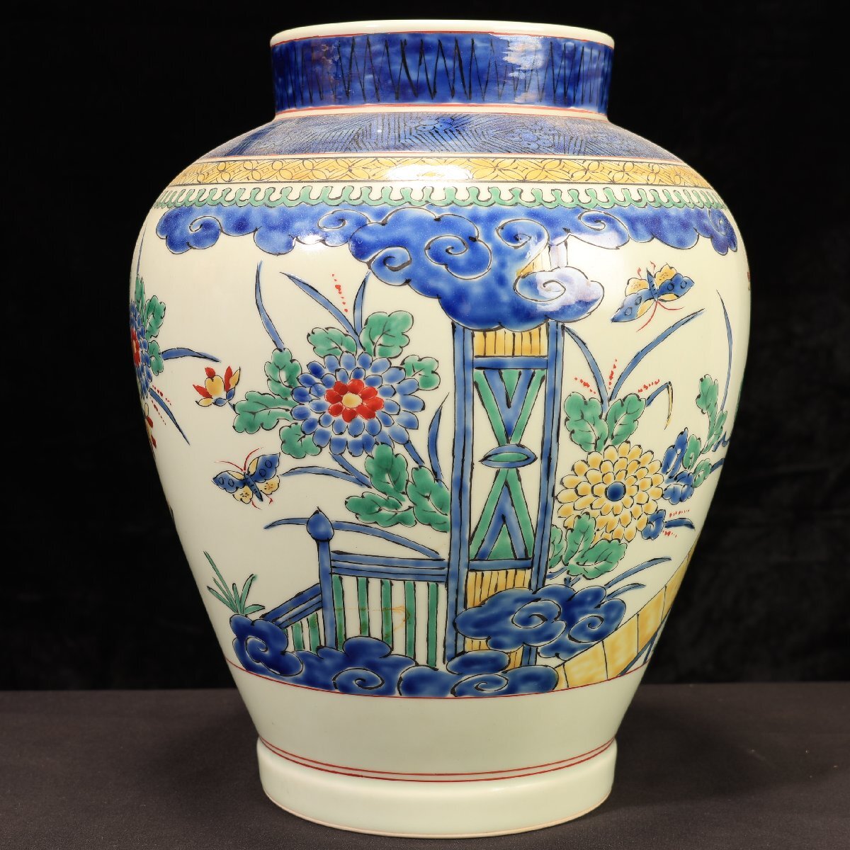 珍品堂】1円から E001 弥左衛門 有田焼 伊万里焼 八ツ橋花絵花瓶