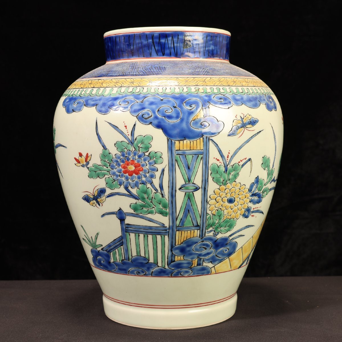 珍品堂】1円から E001 弥左衛門 有田焼 伊万里焼 八ツ橋花絵花瓶