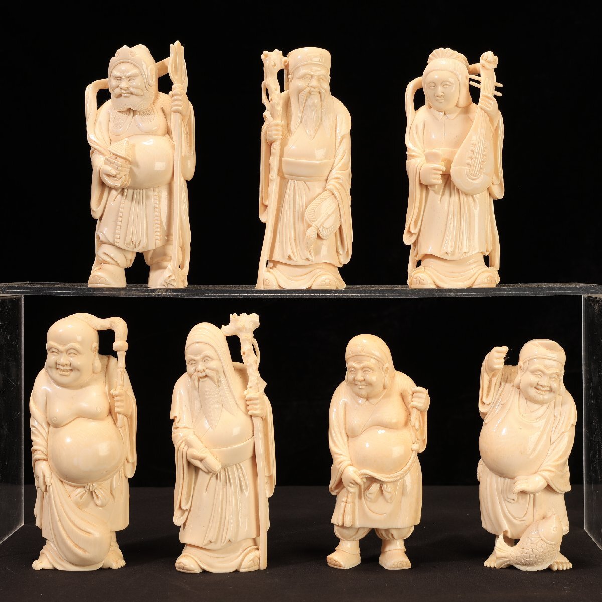 珍品堂】1円から B069 七福神 東洋彫刻 縁起物 まとめ売 細密 珍品堂】1円から B069 七福神 東洋彫刻 縁起物 まとめ売 細密