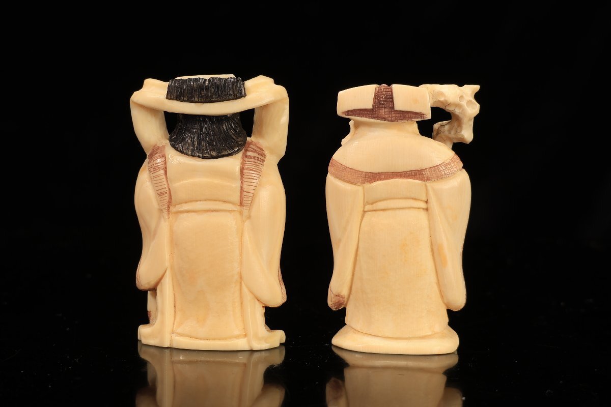 珍品堂】1円から C068 置物 七福神 箱付 七台 細密彫刻 天然素材