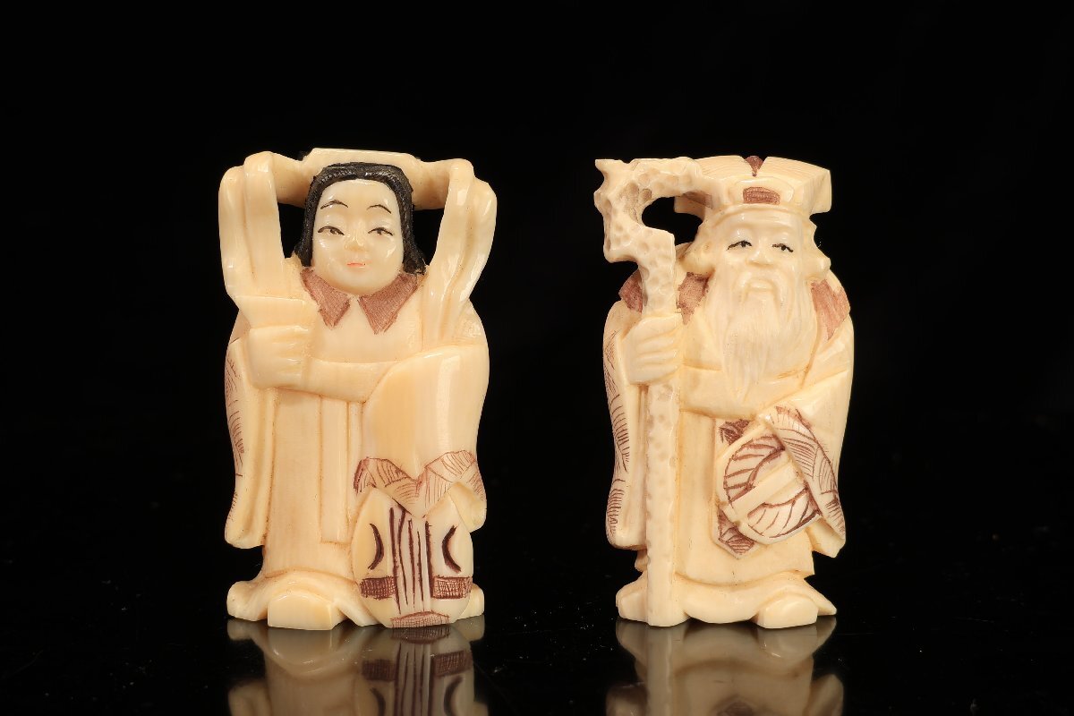 Amazon.co.jp: 置物 根付 七福神 古美術品 細密細工 骨董