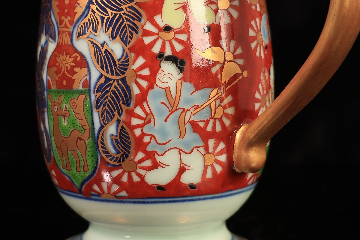 珍品堂】1円から B094 有田焼 其泉窯 極錦金彩古伊万里風唐子絵