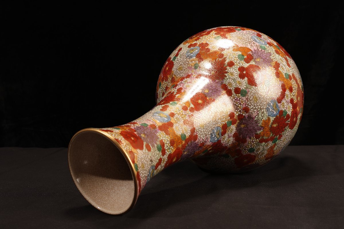 珍品堂】1円から E043 九谷焼 百花絵花瓶 花器 懐石 和食器 古 珍品堂】1円から E043 九谷焼 百花絵花瓶 花器 懐石 和食器 古