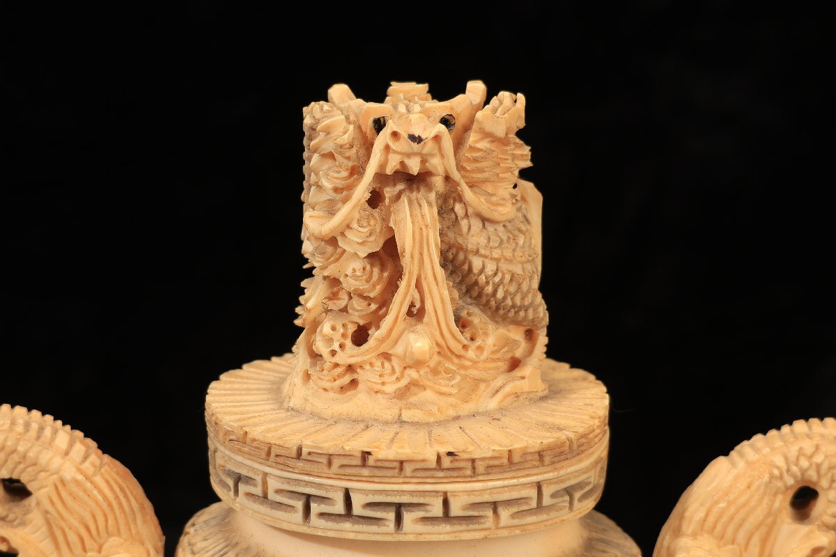 珍品堂】1円から K011 香炉 置物 双耳魚彫付 龍彫 天然素材 特殊 珍品堂】1円から K011 香炉 置物 双耳魚彫付 龍彫 天然素材 特殊
