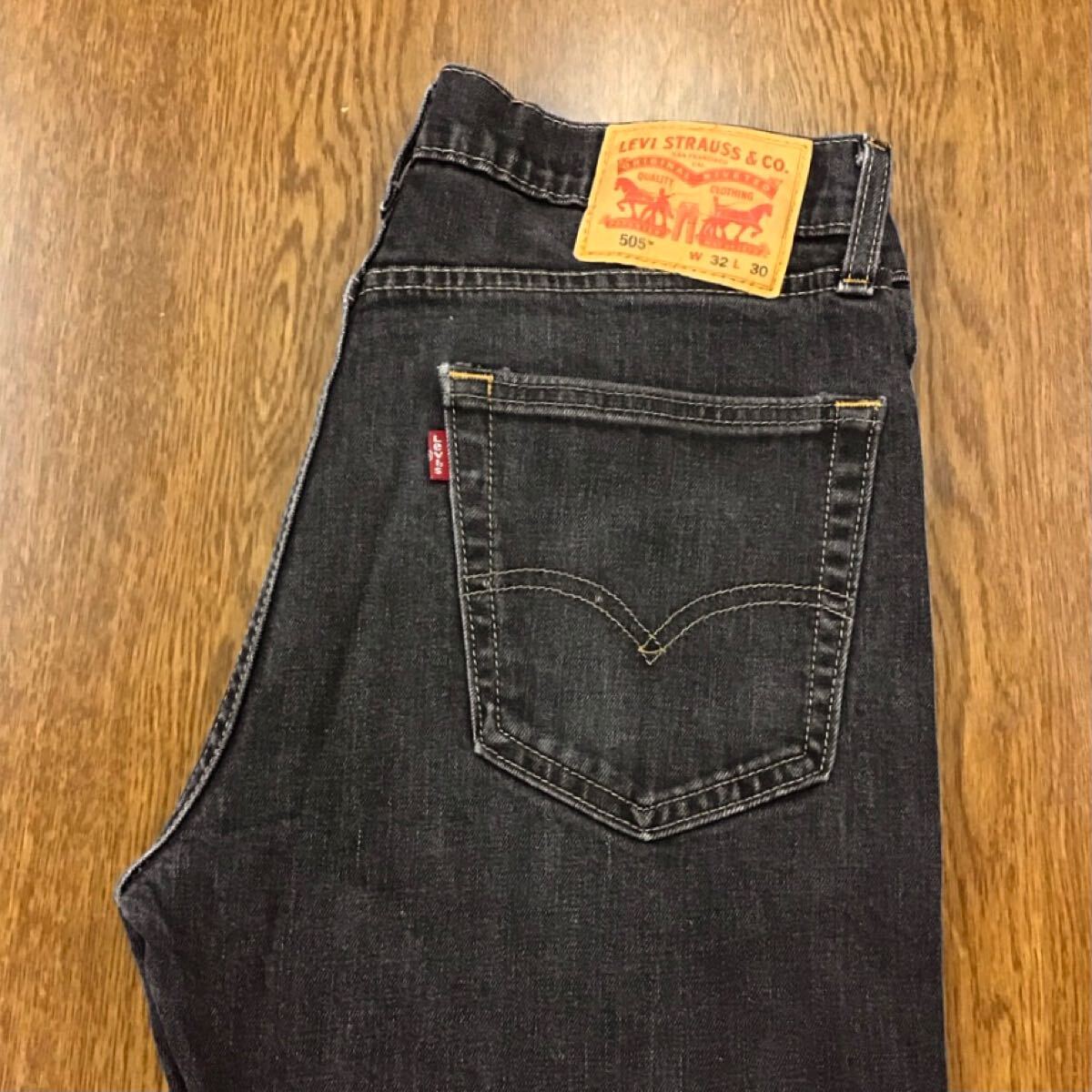 GD294】Levi's 505 W32 L30 色落ち加工 ブラック ジーンズ GD294】Levi's 505 W32 L30 色落ち加工 ブラック ジーンズ