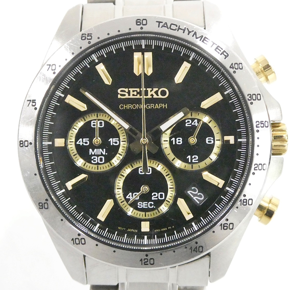 セイコー SEIKO 8T63-00D0 黒文字盤/ゴールドカラー QZ クロノ セイコー SEIKO 8T63-00D0 黒文字盤/ゴールドカラー QZ クロノ