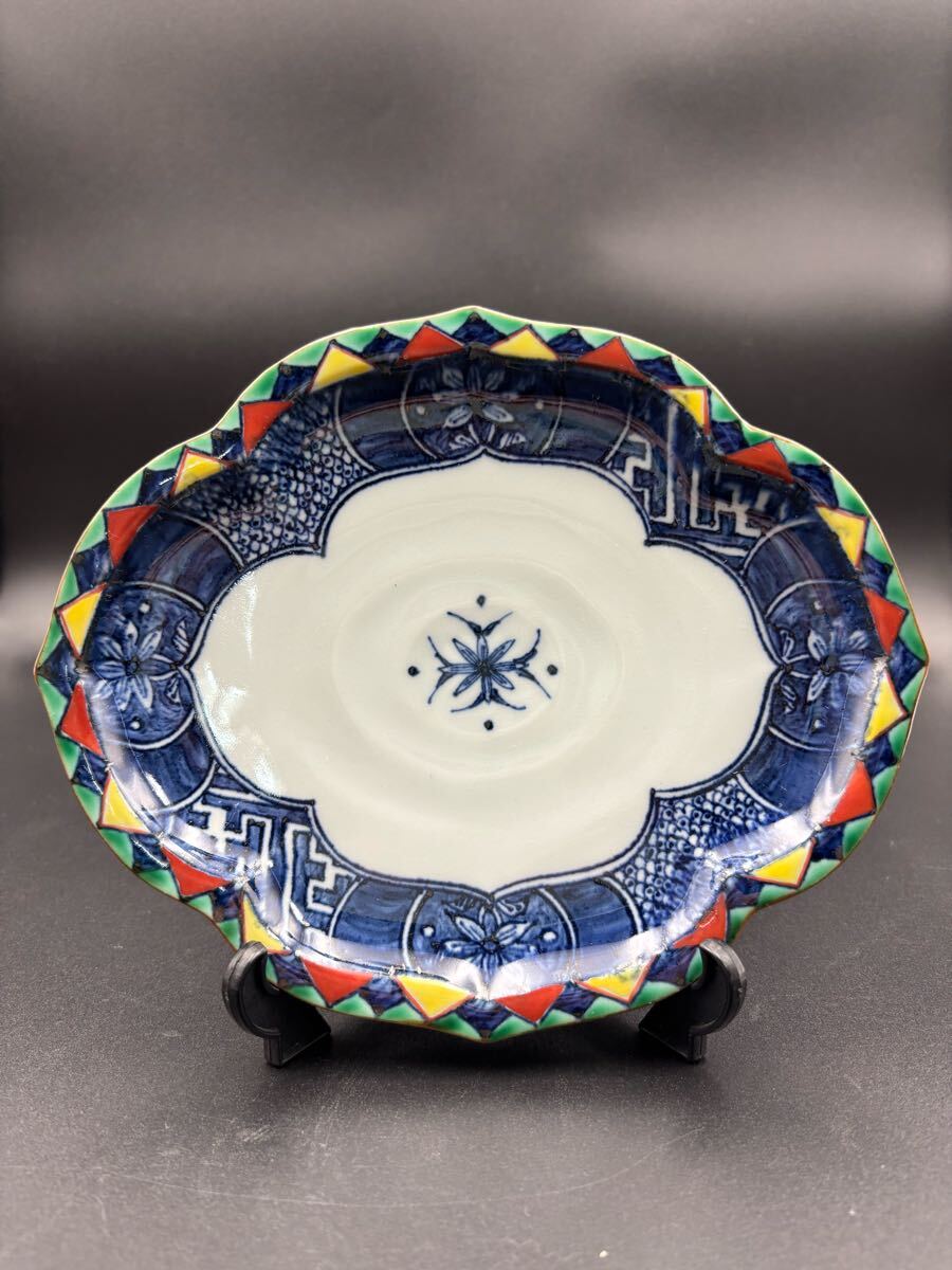 R7042301 京焼 清水焼 京泉窯 染錦木瓜型 皿 6客 和食器 取り皿 R7042301 京焼 清水焼 京泉窯 染錦木瓜型 皿 6客 和食器 取り皿