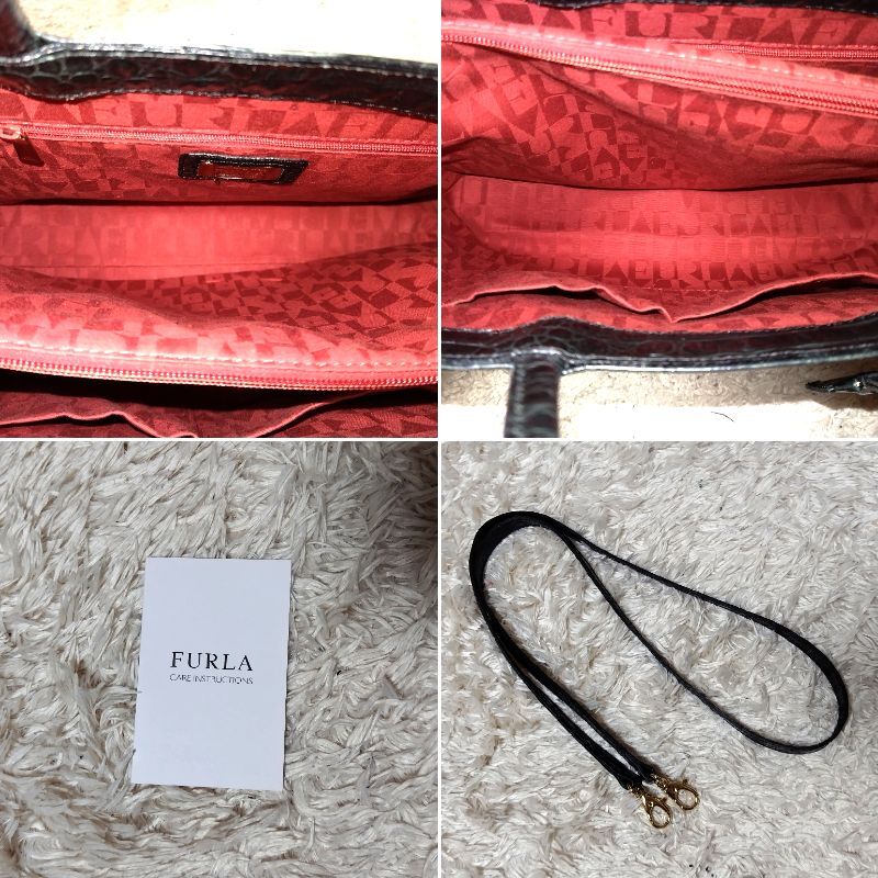 極美品/A4可 FURLA フルラ トートバッグ クロコダイル型押し 極美品/A4可 FURLA フルラ トートバッグ クロコダイル型押し
