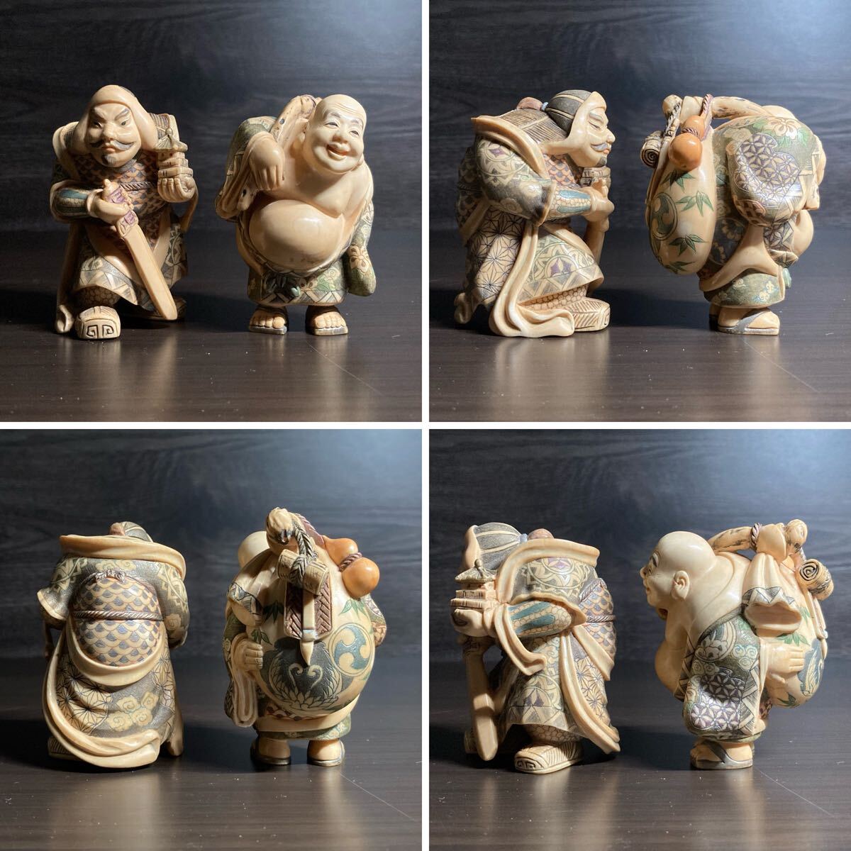 山口銘 七福神 置物 白材 象牙風 彫刻(東洋彫刻)|売買された 山口銘 七福神 置物 白材 象牙風 彫刻(東洋彫刻)|売買された
