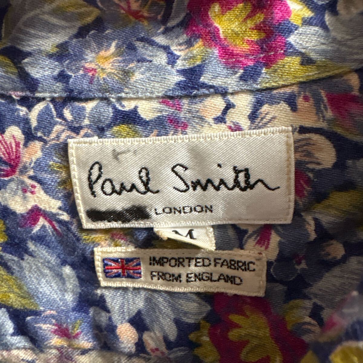 美品 Paul Smith LONDON 花柄 総柄 長袖シャツ メンズ 青系 M 美品 Paul Smith LONDON 花柄 総柄 長袖シャツ メンズ 青系 M