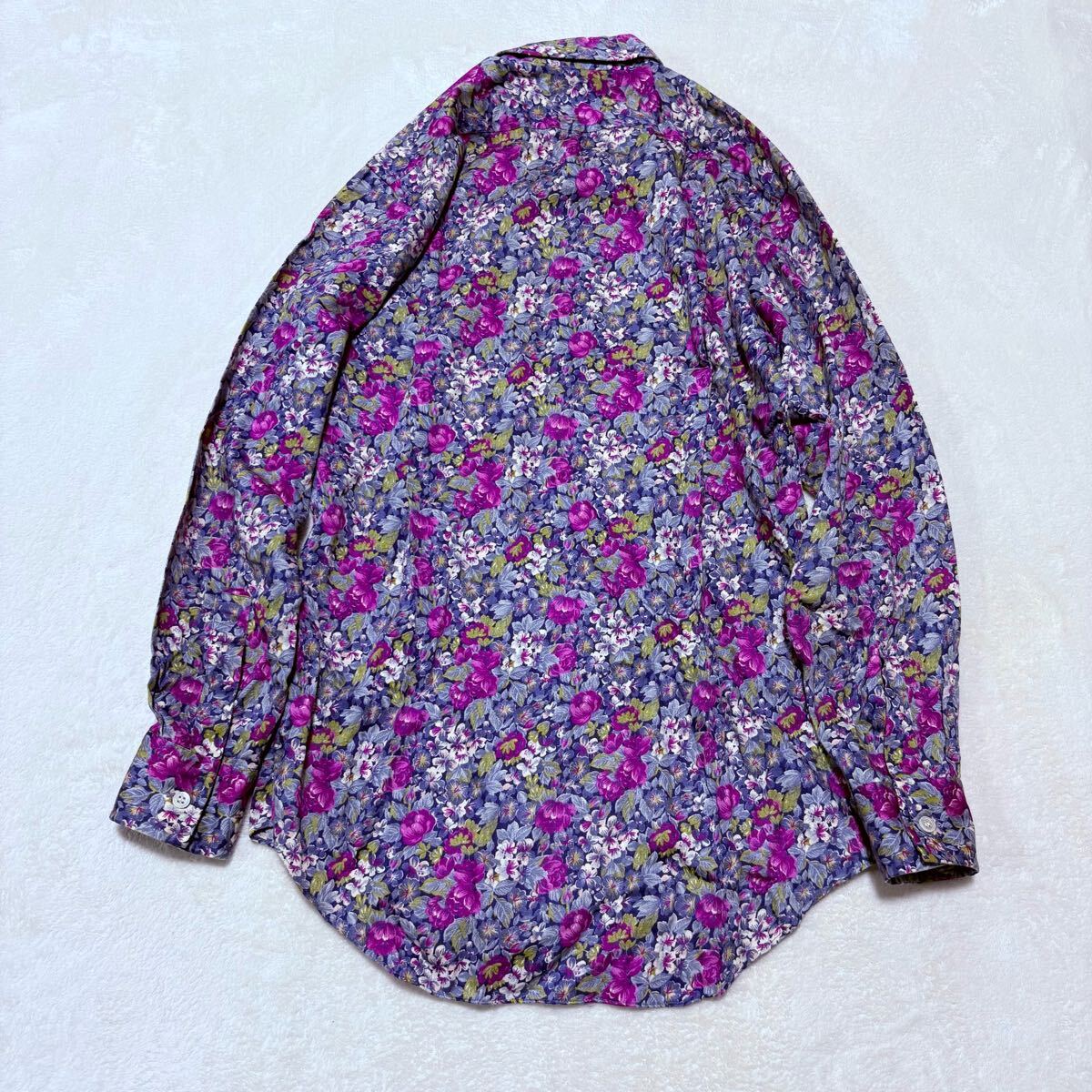 美品 Paul Smith LONDON 花柄 総柄 長袖シャツ メンズ 青系 M 美品 Paul Smith LONDON 花柄 総柄 長袖シャツ メンズ 青系 M