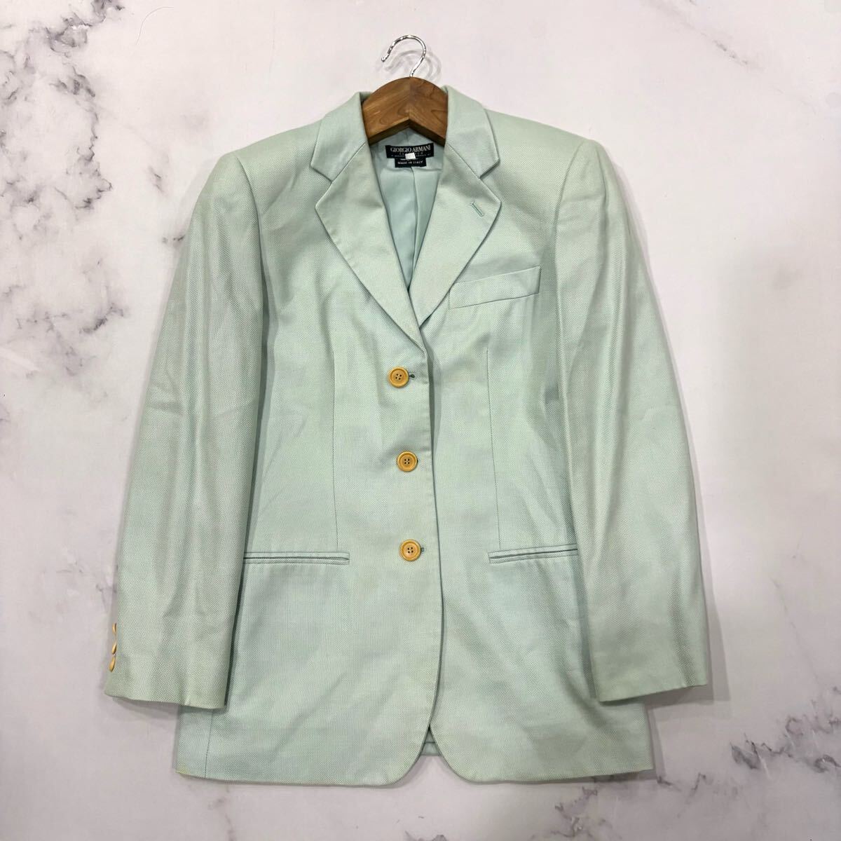 J■ イタリア制 '高級感溢れる' Giorgio Armani ジョルジオアルマーニ 高品質(zhì) 3釦 テーラードジャケット SIZE40 レディース アウター 古著 