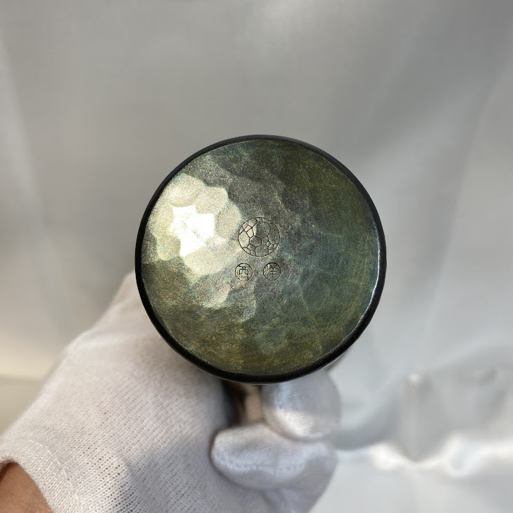 ◇未使用保管品◇玉川堂 鎚起銅器 ビールカップ 縞打紫金色 ◇未使用保管品◇玉川堂 鎚起銅器 ビールカップ 縞打紫金色