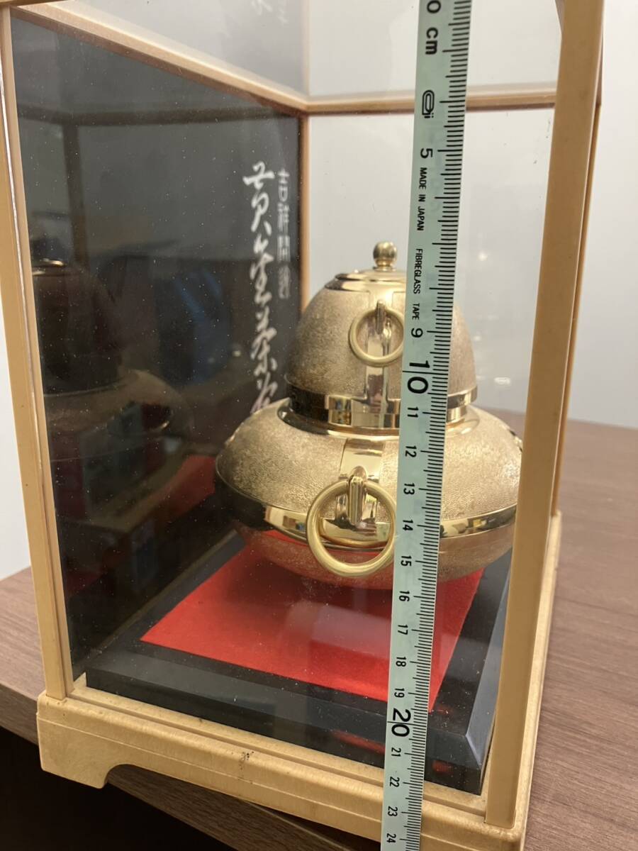 C】黄金茶釜 24KGP 開運 飾り物 縁起物 置物 金メッキ ケース C】黄金茶釜 24KGP 開運 飾り物 縁起物 置物 金メッキ ケース