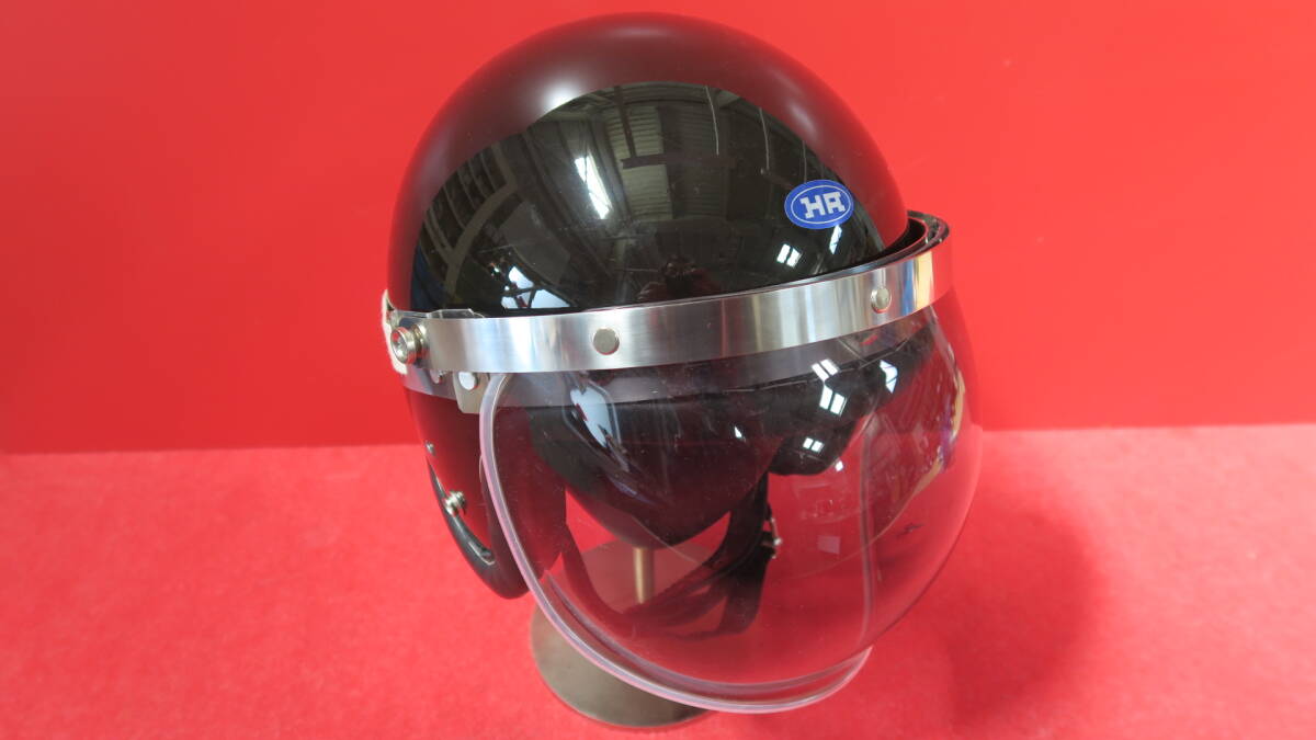 ヒロタケアライ 1968 R-7 皮巻きビンテージ チョッパー 本革太巻手縫ジェットヘルメット黒L~ 当時70sHAヒロタケ
