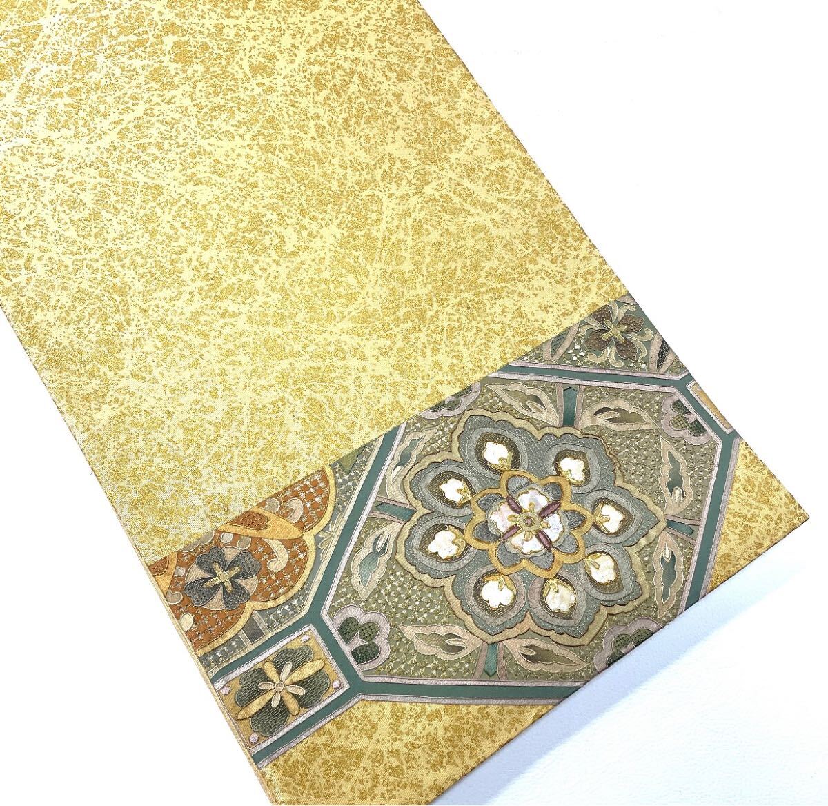 帯100 螺鈿 相良刺繍 汕頭刺繍 高級 正絹 太鼓六通 袋帯 中国三 帯100 螺鈿 相良刺繍 汕頭刺繍 高級 正絹 太鼓六通 袋帯 中国三