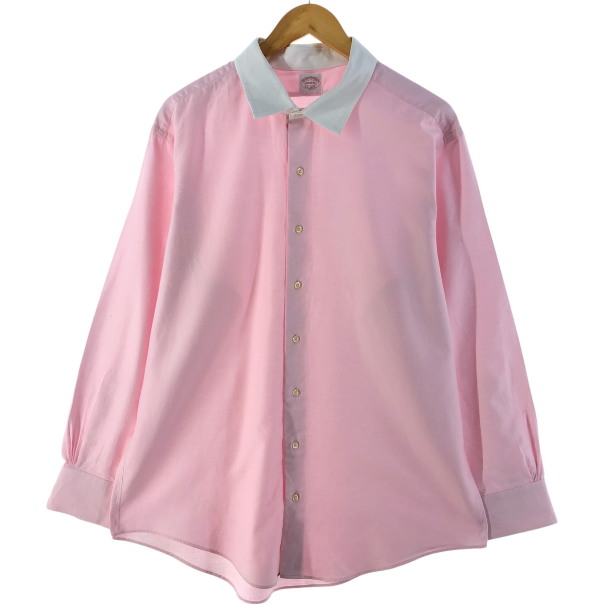 古著 ブルックスブラザーズ Brooks Brothers Est.1818 ワイドカラー 長(zhǎng)袖 シャツ クレリックシャツ メンズXL相當(dāng) /eaa538726
