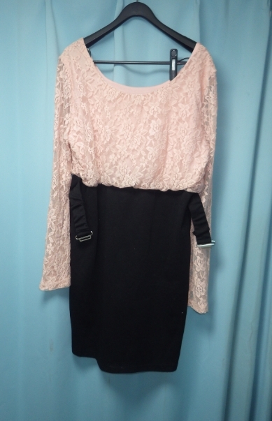 レース長袖ワンピース dazzy store デイジーストア2XLプラスサイズ ワンピース ピンク タグ表記2XL(3L) 大きいサイズ ★検索用ユニクロ_画像2