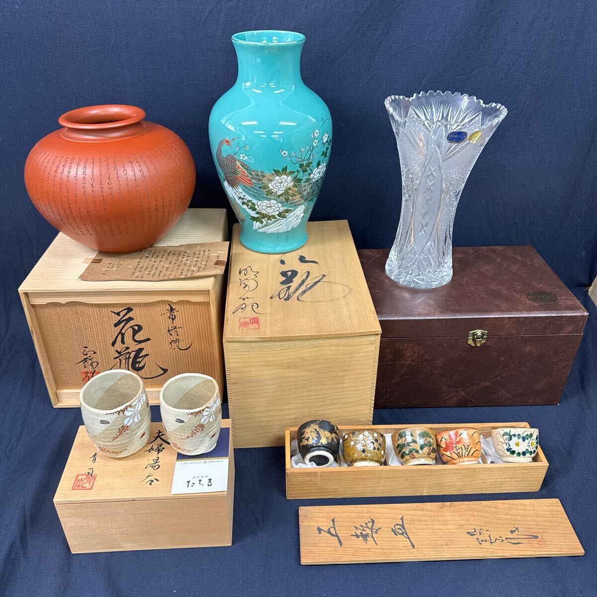 ◇木箱入り 食器 花瓶 まとめ売り BOHEMIA 常滑焼 紫山正弥 明陶 ◇木箱入り 食器 花瓶 まとめ売り BOHEMIA 常滑焼 紫山正弥 明陶