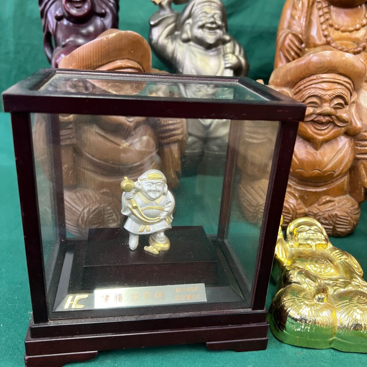○中古《七福神 置物 まとめて》 縁起物 開運 木彫 布袋様 ○中古《七福神 置物 まとめて》 縁起物 開運 木彫 布袋様