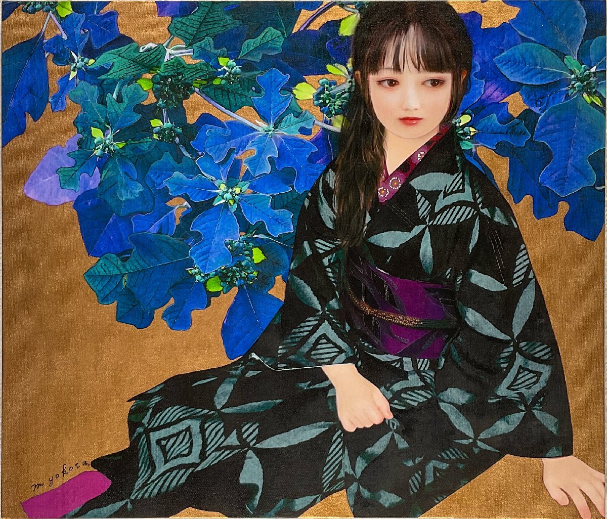 代理出品】横田美晴(1961ー)○唯一無二の現代美人画10号『冬の碧 代理出品】横田美晴(1961ー)○唯一無二の現代美人画10号『冬の碧