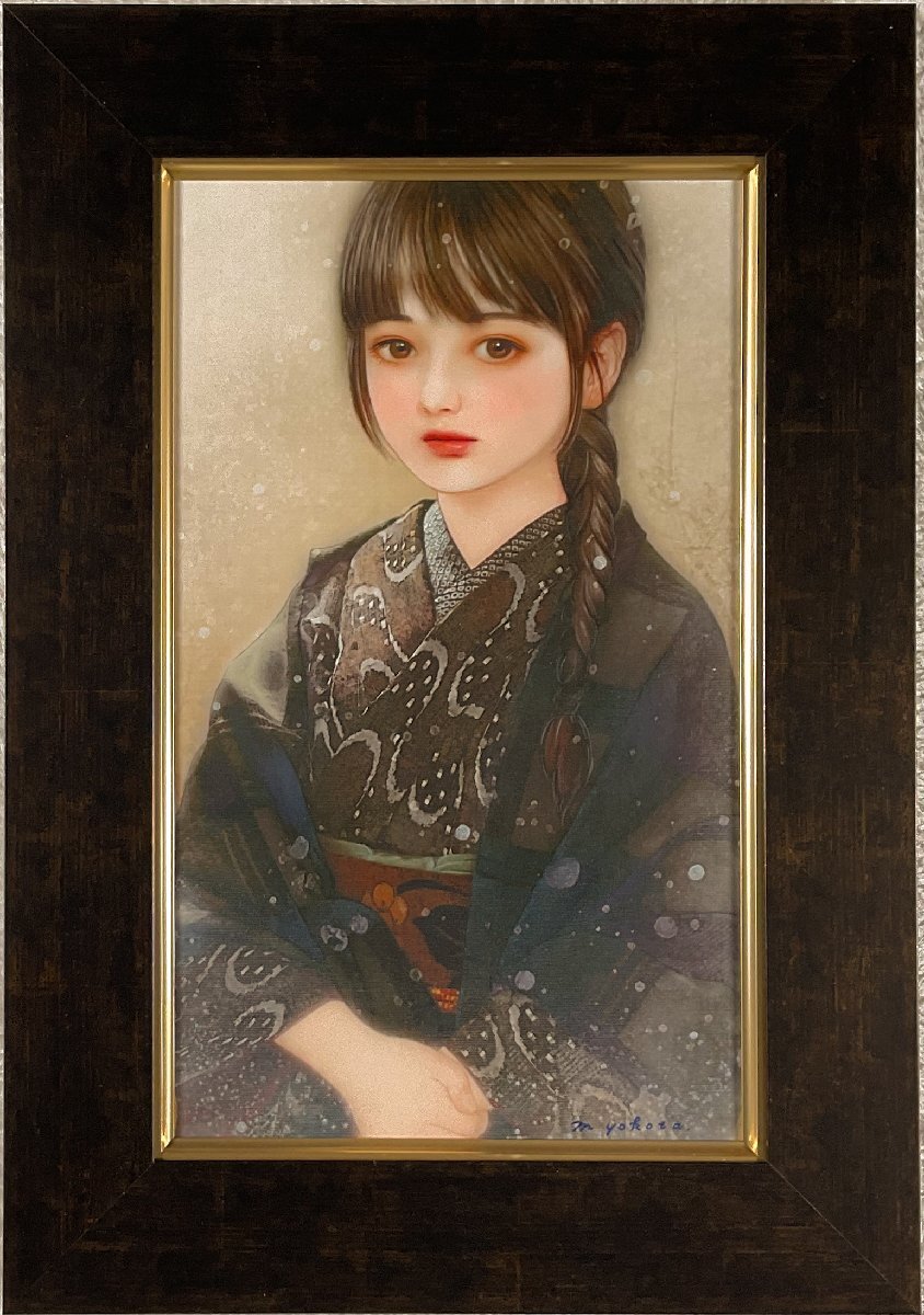 代理出品】横田美晴(1961ー)○唯一無二の現代美人画8号『春浅し 代理出品】横田美晴(1961ー)○唯一無二の現代美人画8号『春浅し