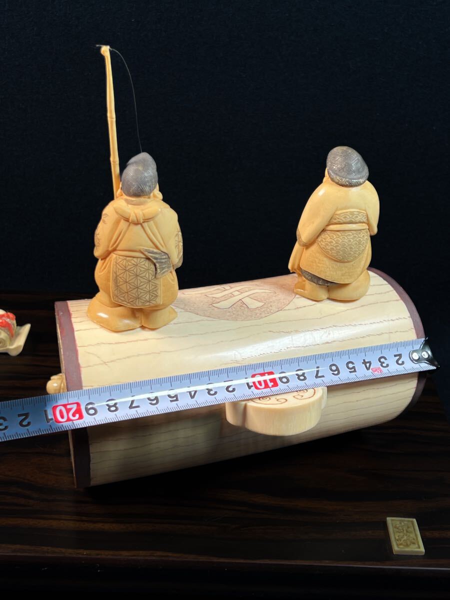 象牙風 置物 細密彫刻 福槌 七福神 小槌 オブジェ 縁起物 骨董 象牙風 置物 細密彫刻 福槌 七福神 小槌 オブジェ 縁起物 骨董