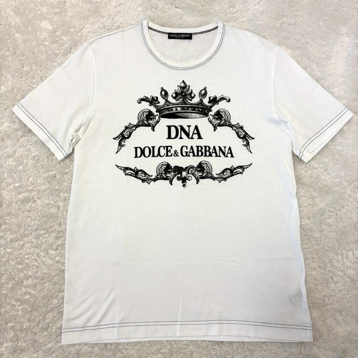 極美品 未使用に近い 希少 54サイズ ドルチェ&ガッバーナ メンズ Tシャツ ロゴ XL?XXL DOLCE & GABBANA ホワイト 白 半袖 ドルガバ D&G