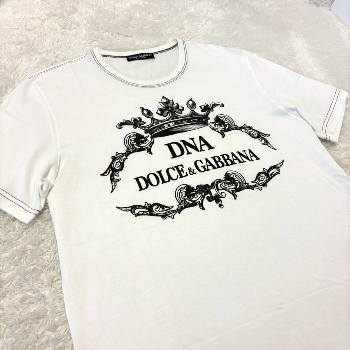 極美品 未使用に近い 希少 54サイズ ドルチェ&ガッバーナ メンズ Tシャツ ロゴ XL?XXL DOLCE & GABBANA ホワイト 白 半袖 ドルガバ D&G