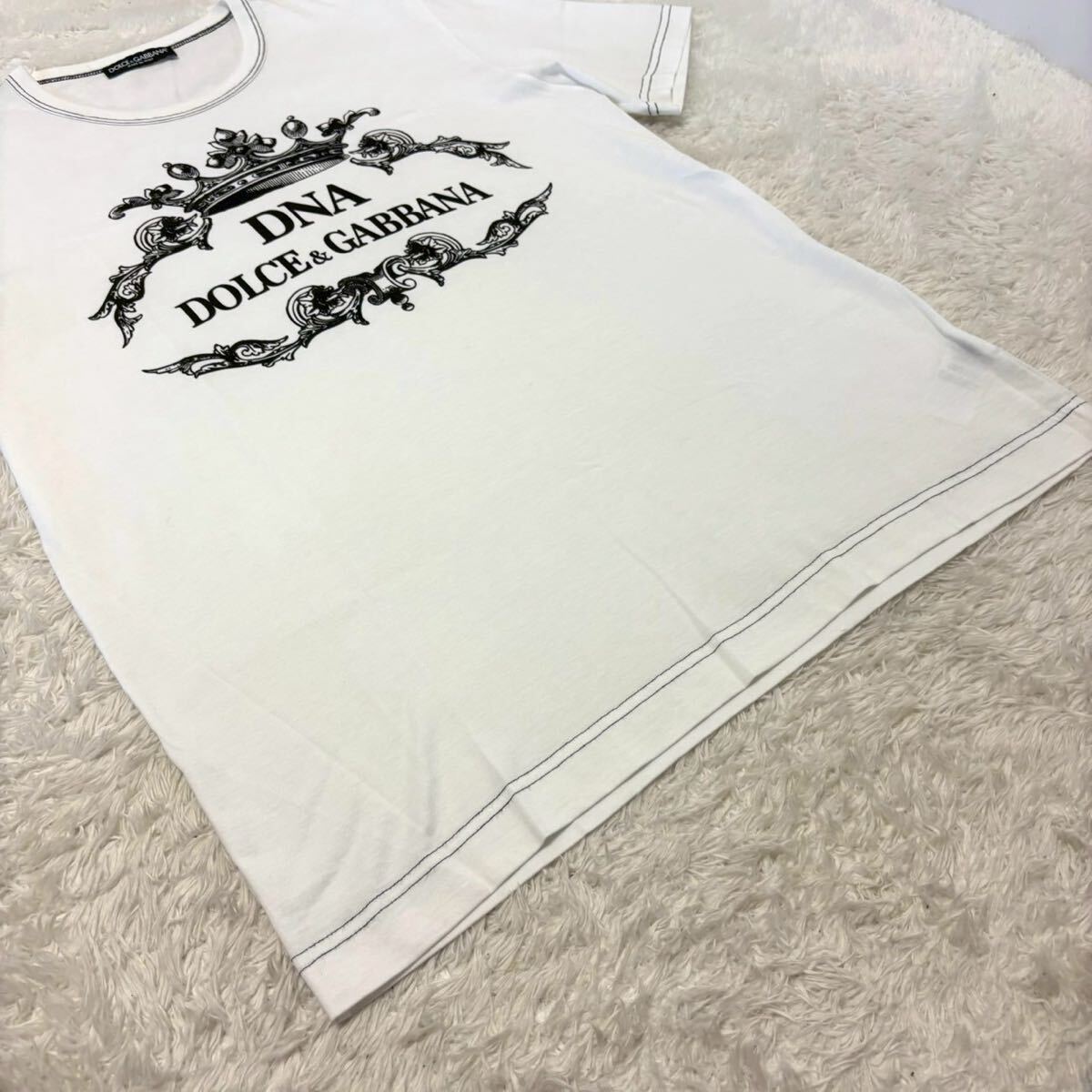 極美品 未使用に近い 希少 54サイズ ドルチェ&ガッバーナ メンズ Tシャツ ロゴ XL?XXL DOLCE & GABBANA ホワイト 白 半袖 ドルガバ D&G