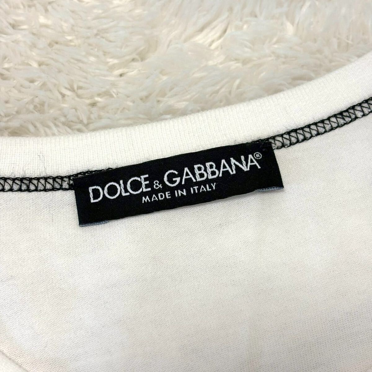 極美品 未使用に近い 希少 54サイズ ドルチェ&ガッバーナ メンズ Tシャツ ロゴ XL?XXL DOLCE & GABBANA ホワイト 白 半袖 ドルガバ D&G