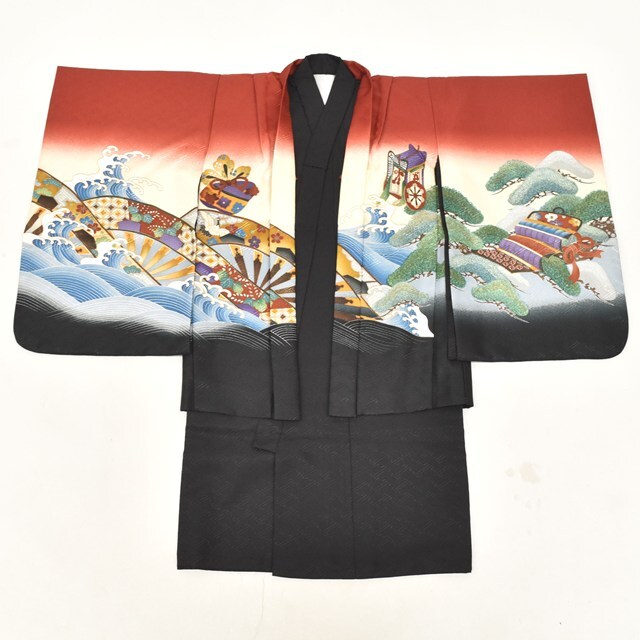 1円 美品 七五三 お祝い着 男の子 着物 羽織 化繊 2点 節句 同梱 1円 美品 七五三 お祝い着 男の子 着物 羽織 化繊 2点 節句 同梱
