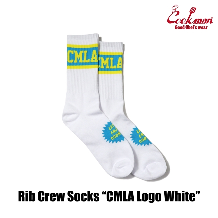 COOKMAN/クックマン　ソックス 　靴下　 Rib Crew Socks『CMLA logo White』ホワイト