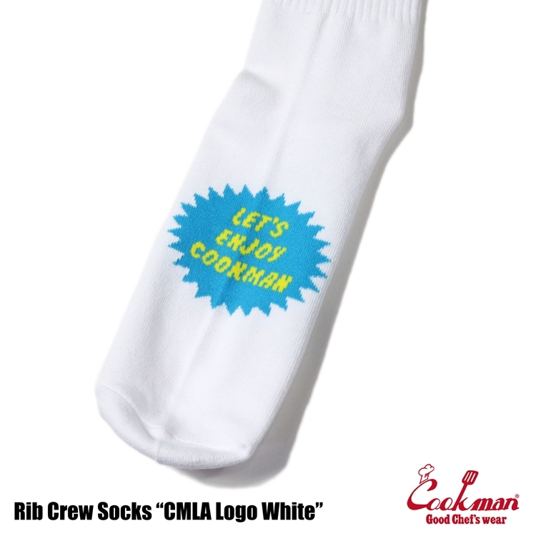 COOKMAN/クックマン　ソックス 　靴下　 Rib Crew Socks『CMLA logo White』ホワイト