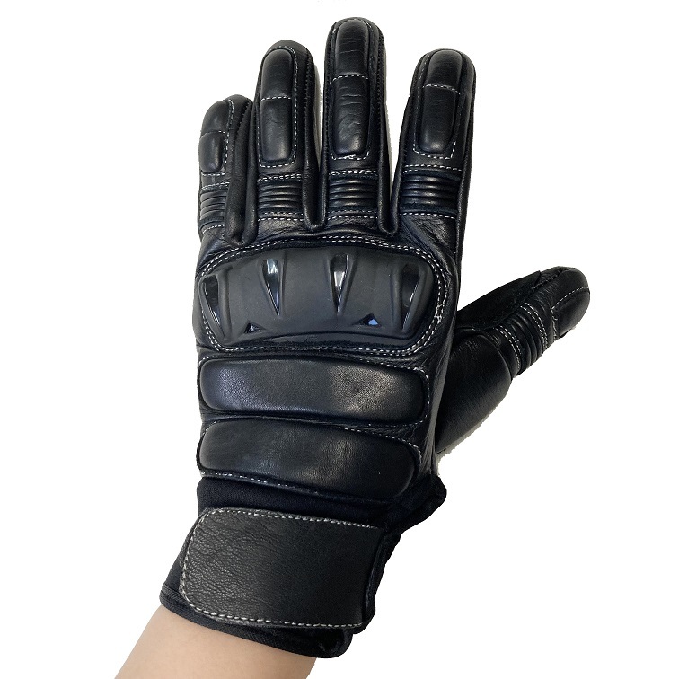 【 サイズS 】アウトレット品　ナックルガード付き 牛革グローブ　HGGP-OT1　カラー：ブラック