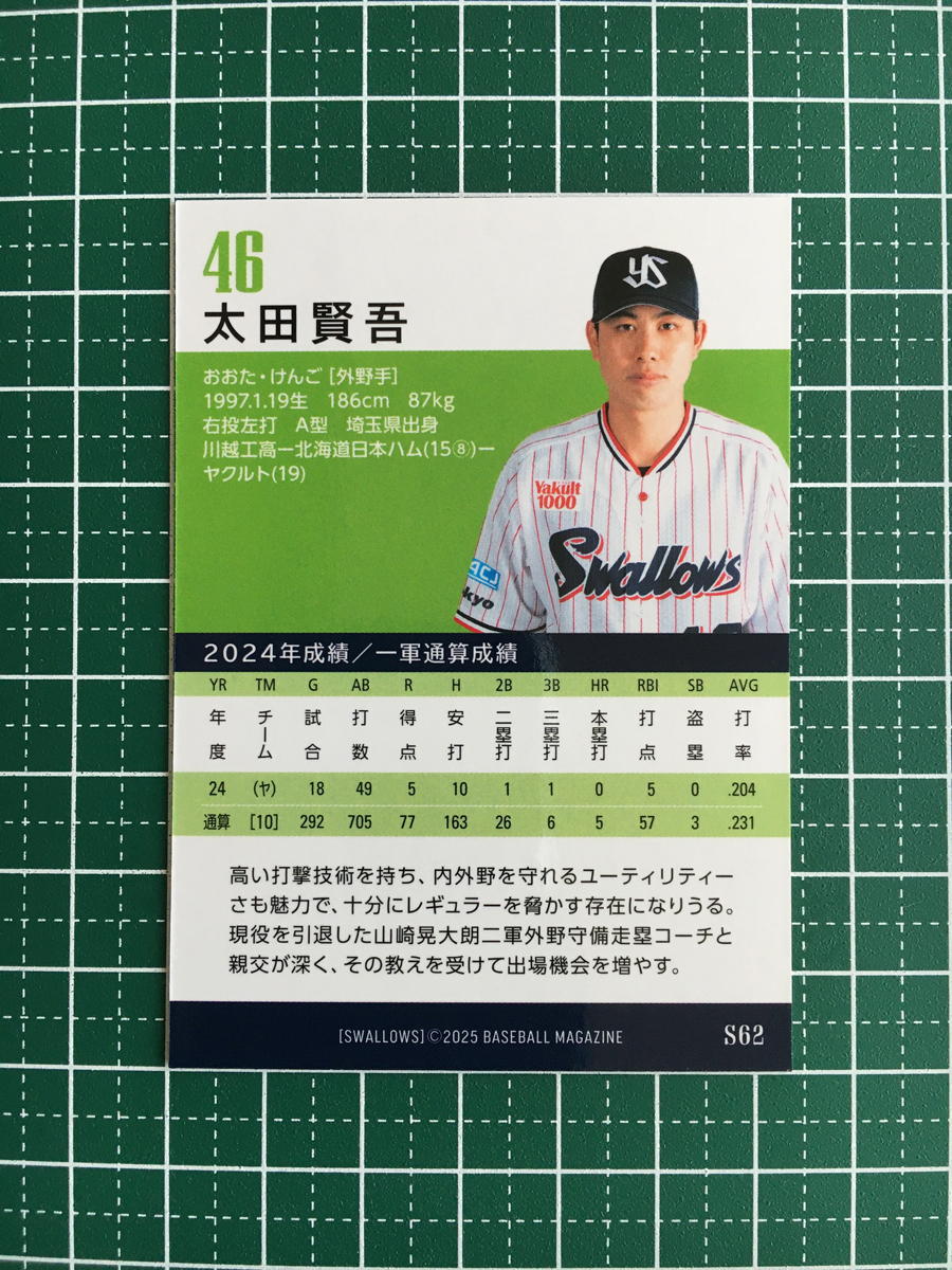 ★BBM 2025 ベースボールカード #S62 太田賢吾［東京ヤクルトスワローズ］レギュラーカード★_画像2