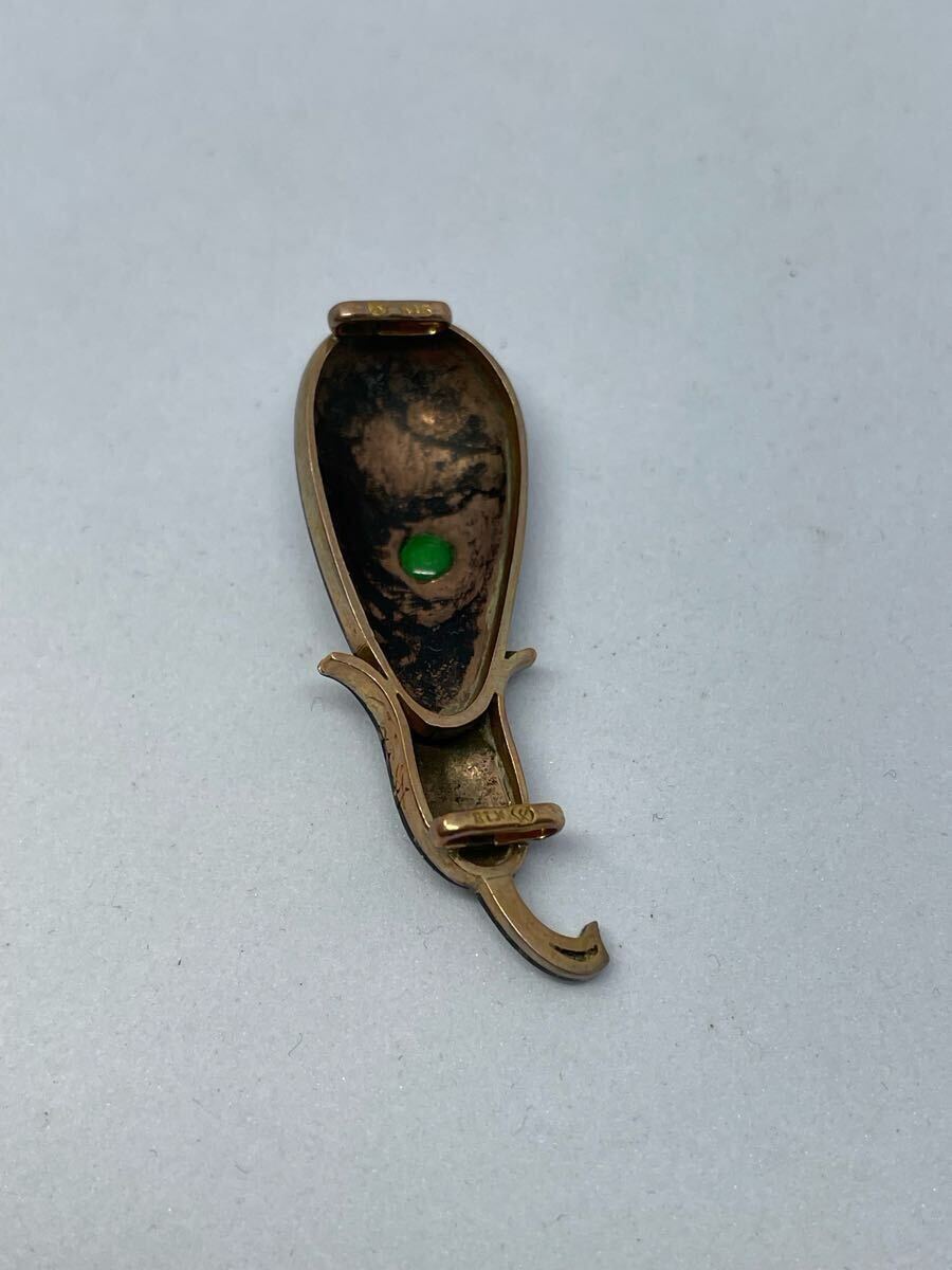 K18 貴金属 帯留 茄子型帯留 翡翠 ヒスイ 彫金 アンティーク K18 貴金属 帯留 茄子型帯留 翡翠 ヒスイ 彫金 アンティーク