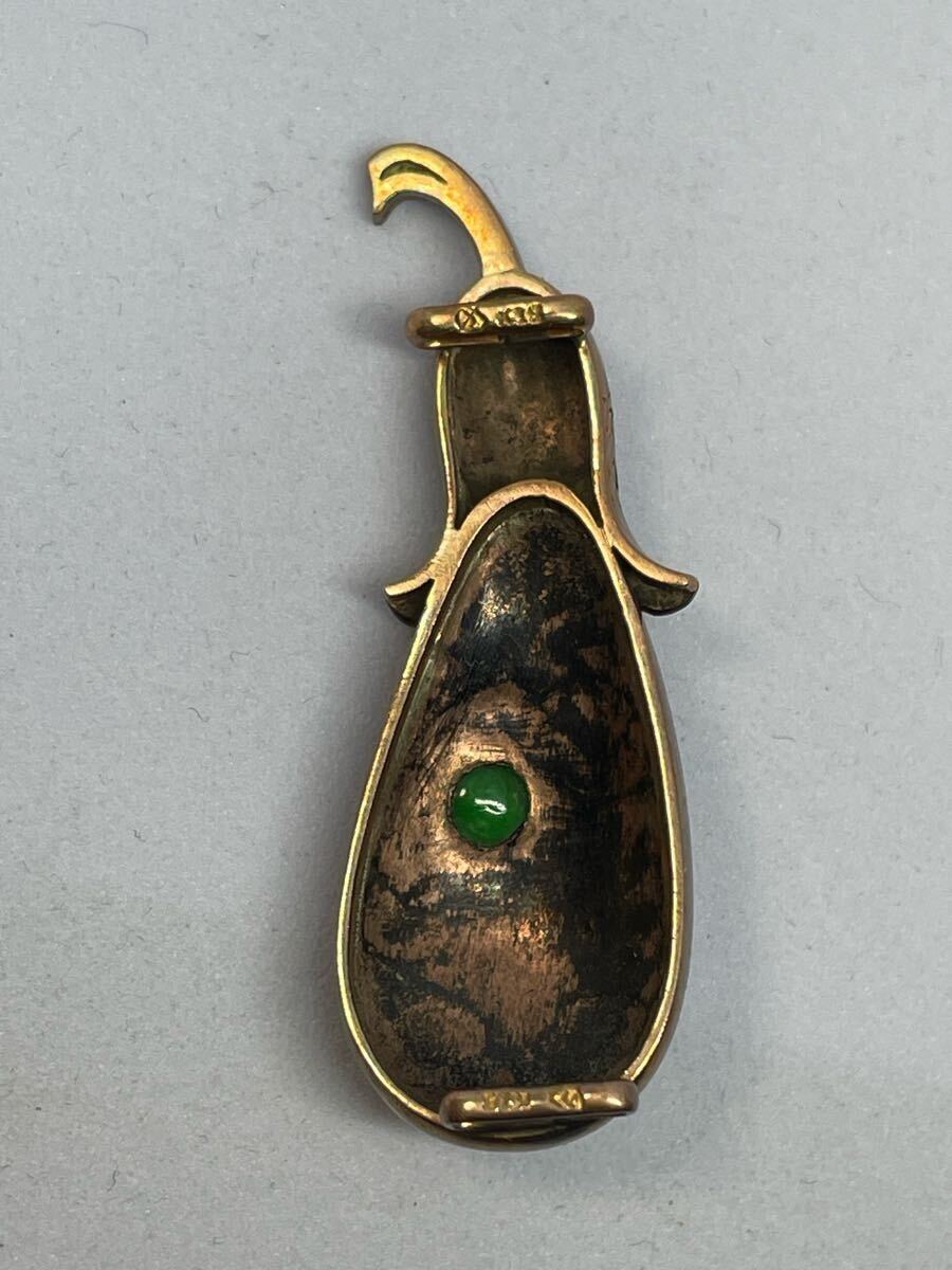 K18 貴金属 帯留 茄子型帯留 翡翠 ヒスイ 彫金 アンティーク K18 貴金属 帯留 茄子型帯留 翡翠 ヒスイ 彫金 アンティーク