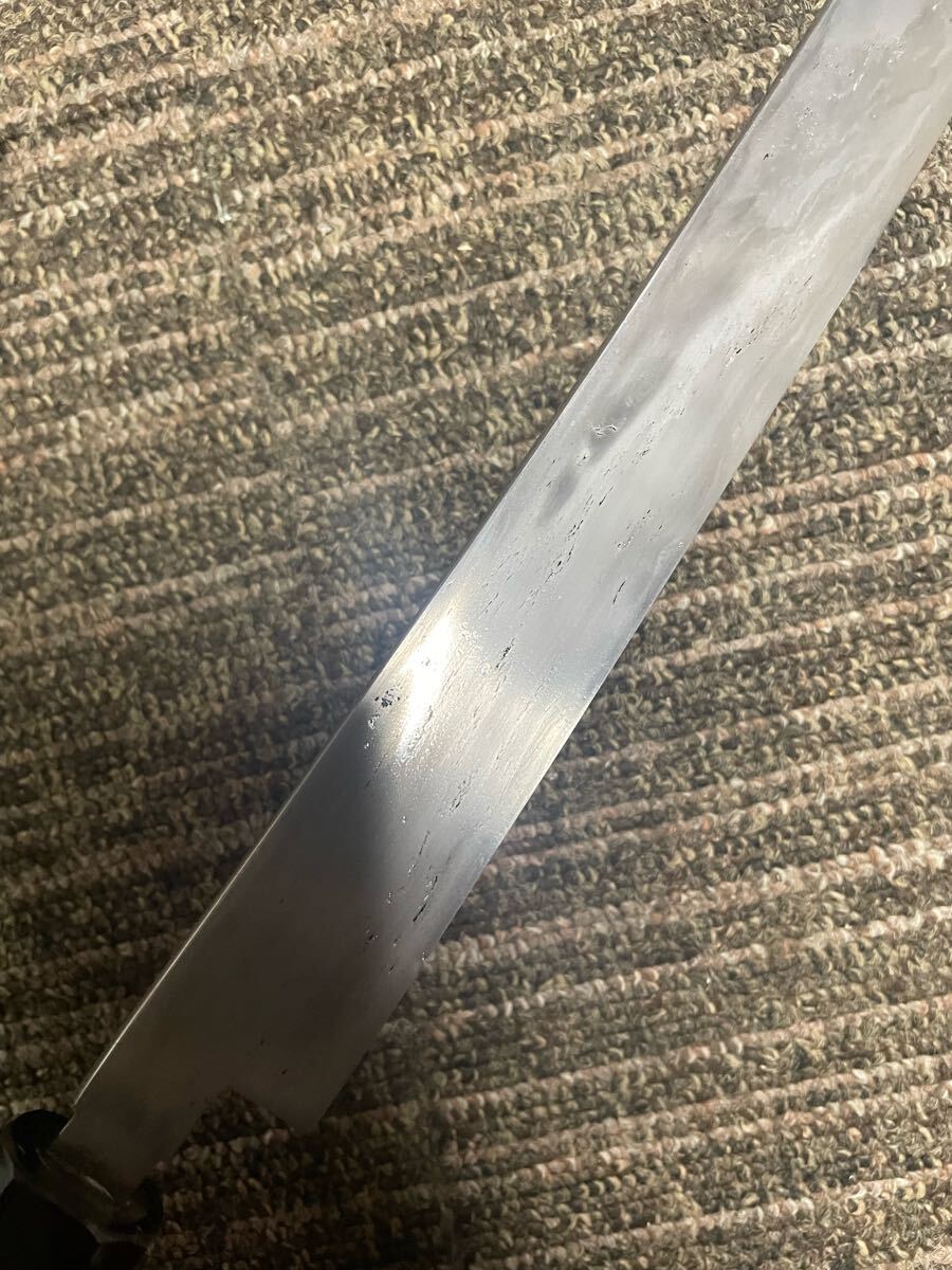 No.01342 包丁 マグロ包丁 先丸型 玉鋼 墨流 雲流 未使用品(刺身 No.01342 包丁 マグロ包丁 先丸型 玉鋼 墨流 雲流 未使用品(刺身