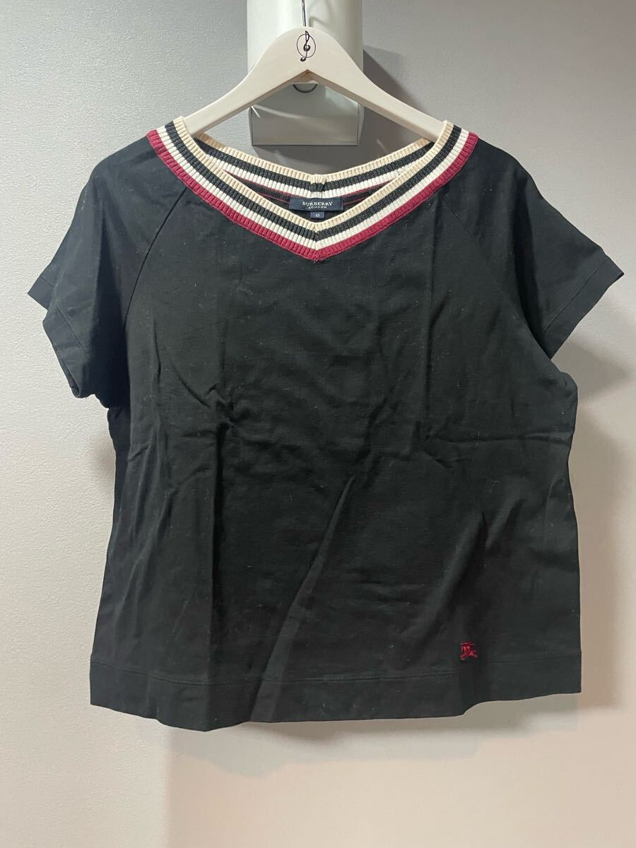 BURBERRYバーバリーロンドン半袖Tシャツカットソーロゴ黒トップスレディース