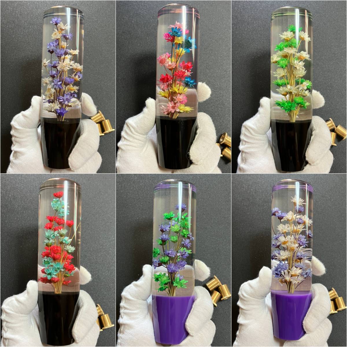 當(dāng)時(shí)物 好きの方にオススメ クリスタルシフトノブ 昭和レトロ ヴィンテージ 水中花 花 和風(fēng) 和 延長 透明 デコトラ mt at 15cm 150mm 紫