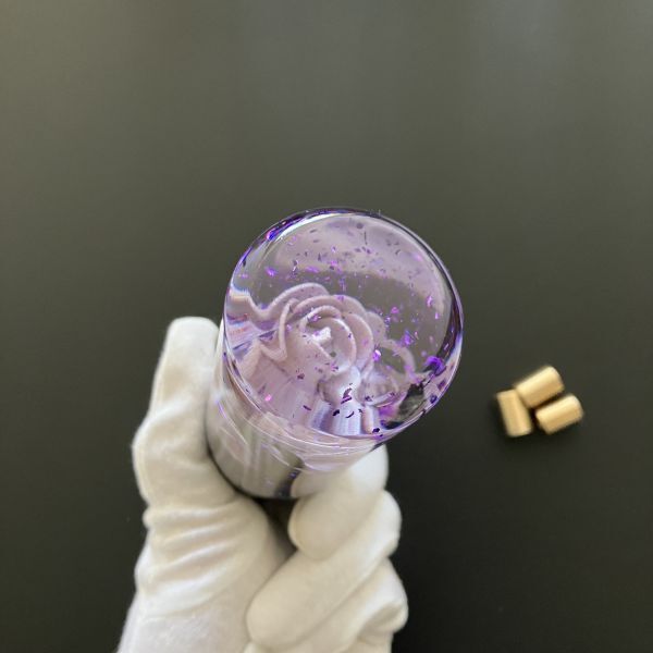 水中花 シフトノブ 薔薇 ばら ラメ 15cm クリスタル 紫 パープル デコトラ 舊車 街道レーサー ドリフト AT MT 軽トラ シフトノブ 延長