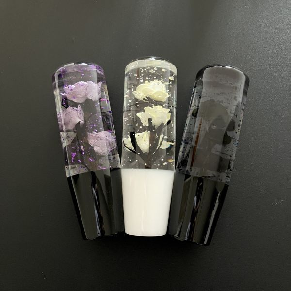 水中花 シフトノブ 薔薇 ばら ラメ 15cm クリスタル 紫 パープル デコトラ 舊車 街道レーサー ドリフト AT MT 軽トラ シフトノブ 延長