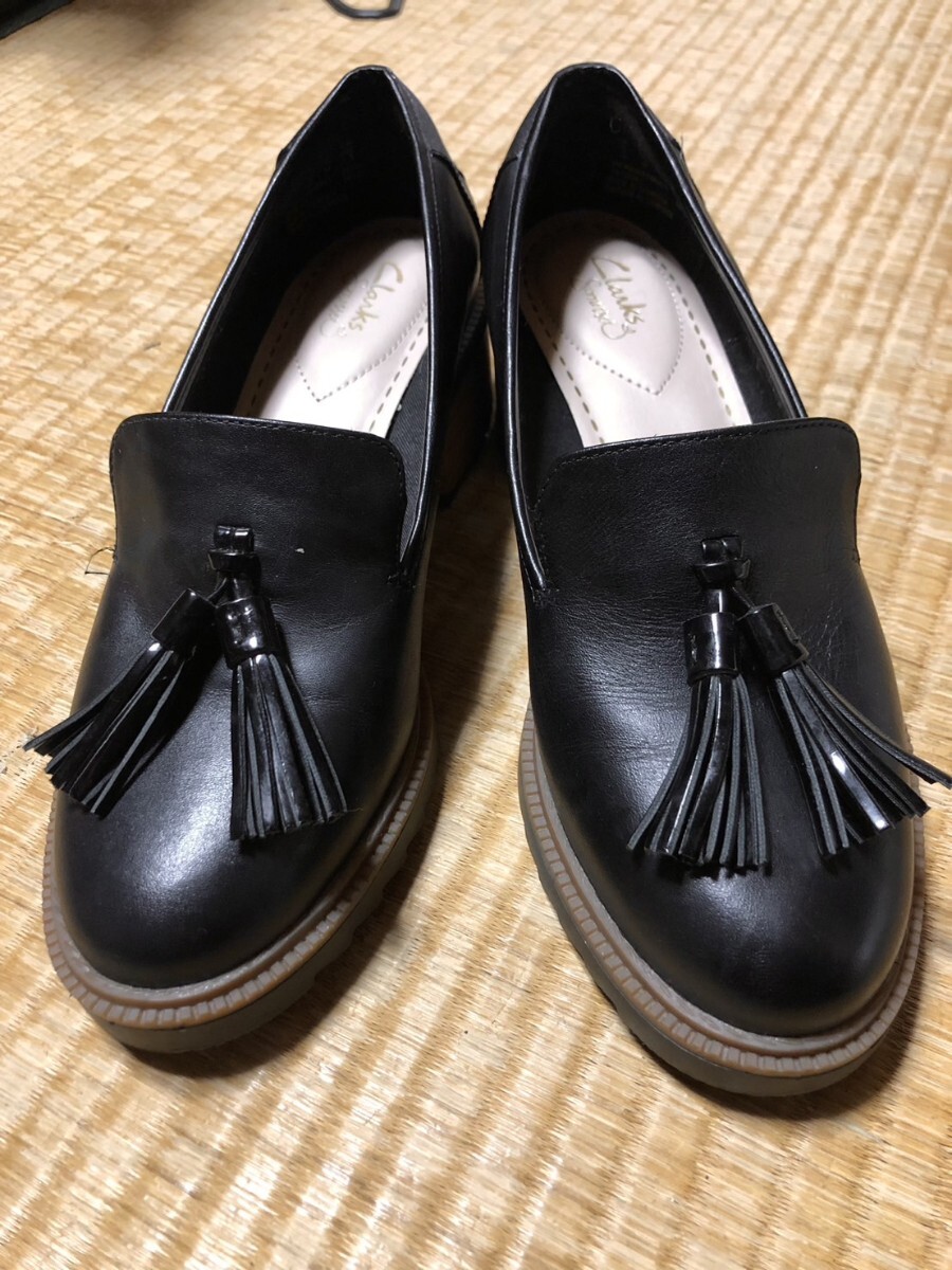【レア】 clarks somerset クラークス サマセット ヒール パンプス ブラック レザー UK5（24.0）レディース シューズ 靴